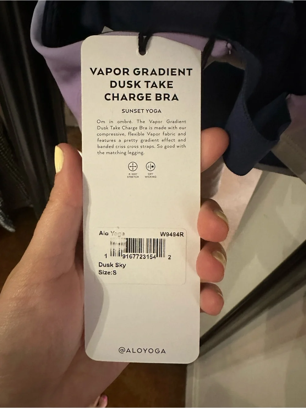 NWT Alo Sunset Yoga Vapor Gradient Dusk Take Charge Bra in Dusk Sky - S